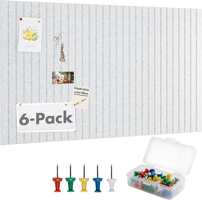 Cork Board Tiles for Wall with Push Pins, Removable 36" x 24" Slat Bulletin by Magrowill