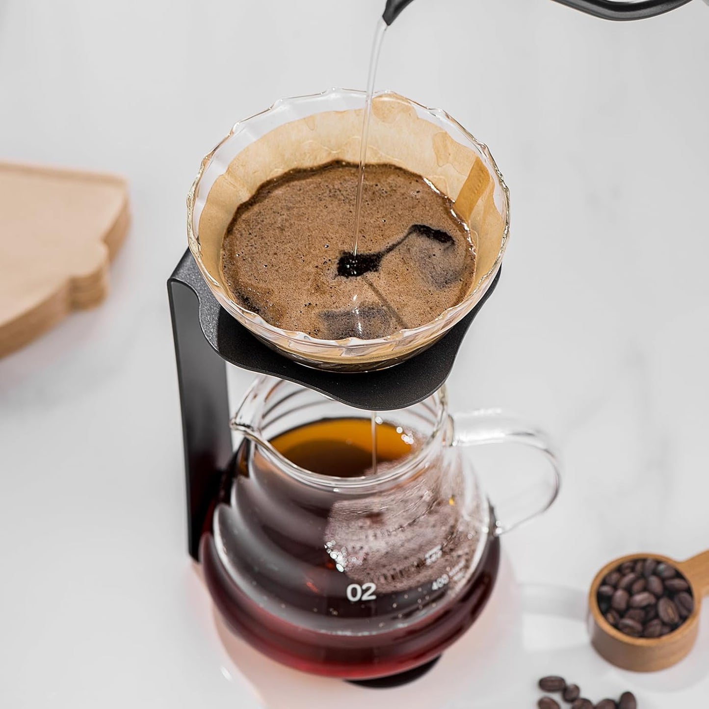 Coffee Pour Over Set – Complete Pour Over Coffee Maker with Dripper, Pot, and 100 Filters | Portable Style Drip Coffee Pour Over