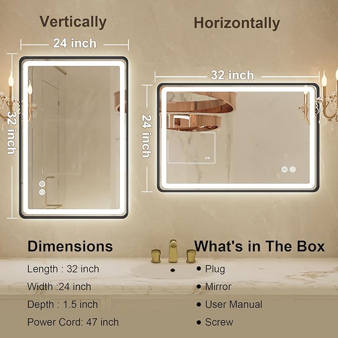 24x32 Inch LED Bathroom Mirror - Image 7