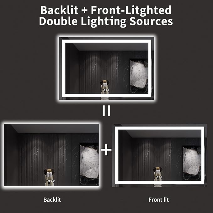 LOAAO 60X40 LED Bathroom Mirror - Image 6