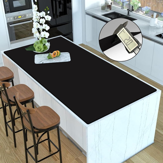 Silicone Mats for Kitchen Counter, 47.3"x23.6"x0.08" Largest Heat Resistant Mat Kitchen Island Waterproof 2MM Thick Countertop Protector Mat Nons-slip Extra Large Counter Mat (Black)