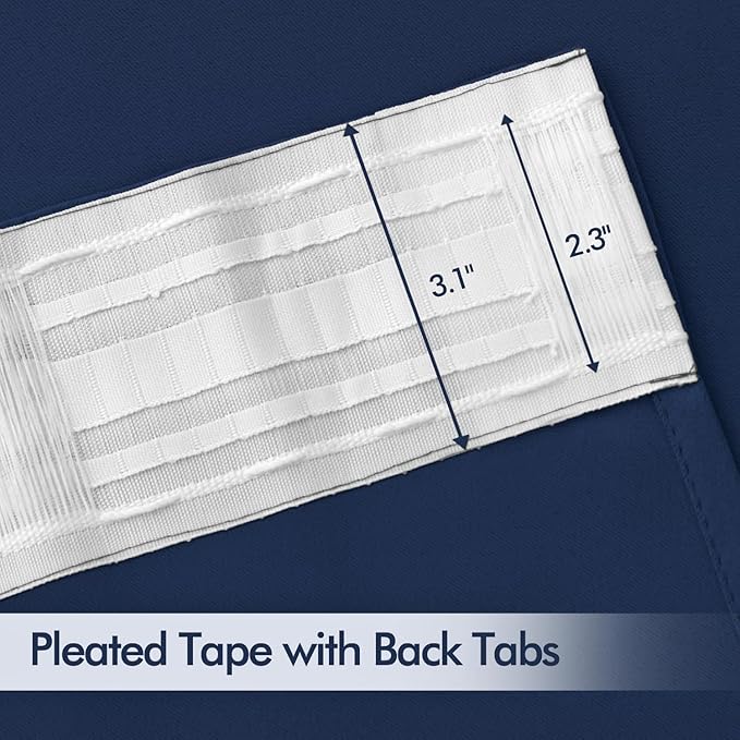 MIULEE Navy Blue Back Tab Blackout Curtains 108 Inch Long 2 Panels Set - Image 4