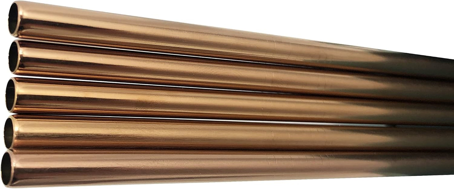 10 Pcs Stainless Steel Straws, Reusable Drinking Straws, Straight Metal Straw Sets with 2 Pcs Cleaning Brushes (8.5 Inch, Rose Gold)