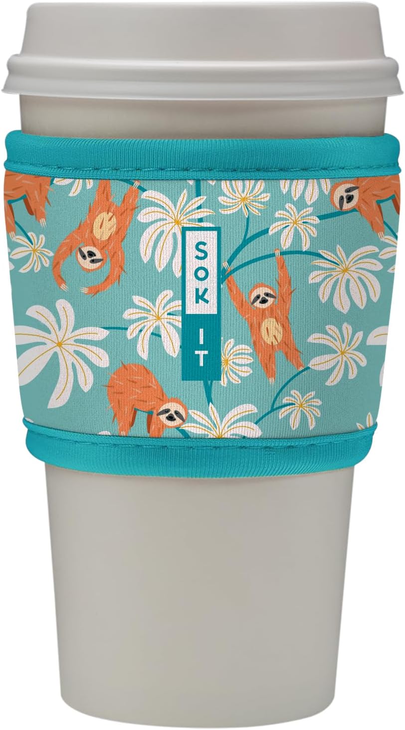 Sok It HotSok Coffee & Tea Reusable Insulated Neoprene Cup Sleeve (Slothing Around)