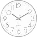 Foxtop Silver Wall Clock Silent Non-Ticking Battery Operated Round Modern Wall by Foxtop