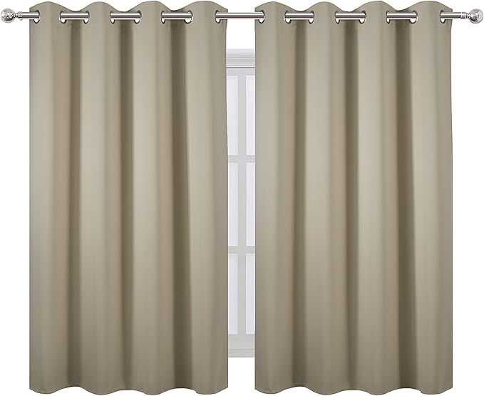 LEMOMO Blackout Curtains 52 x 45 inch/Beige Curtains Set of 2 Panels/Thermal - Image 2