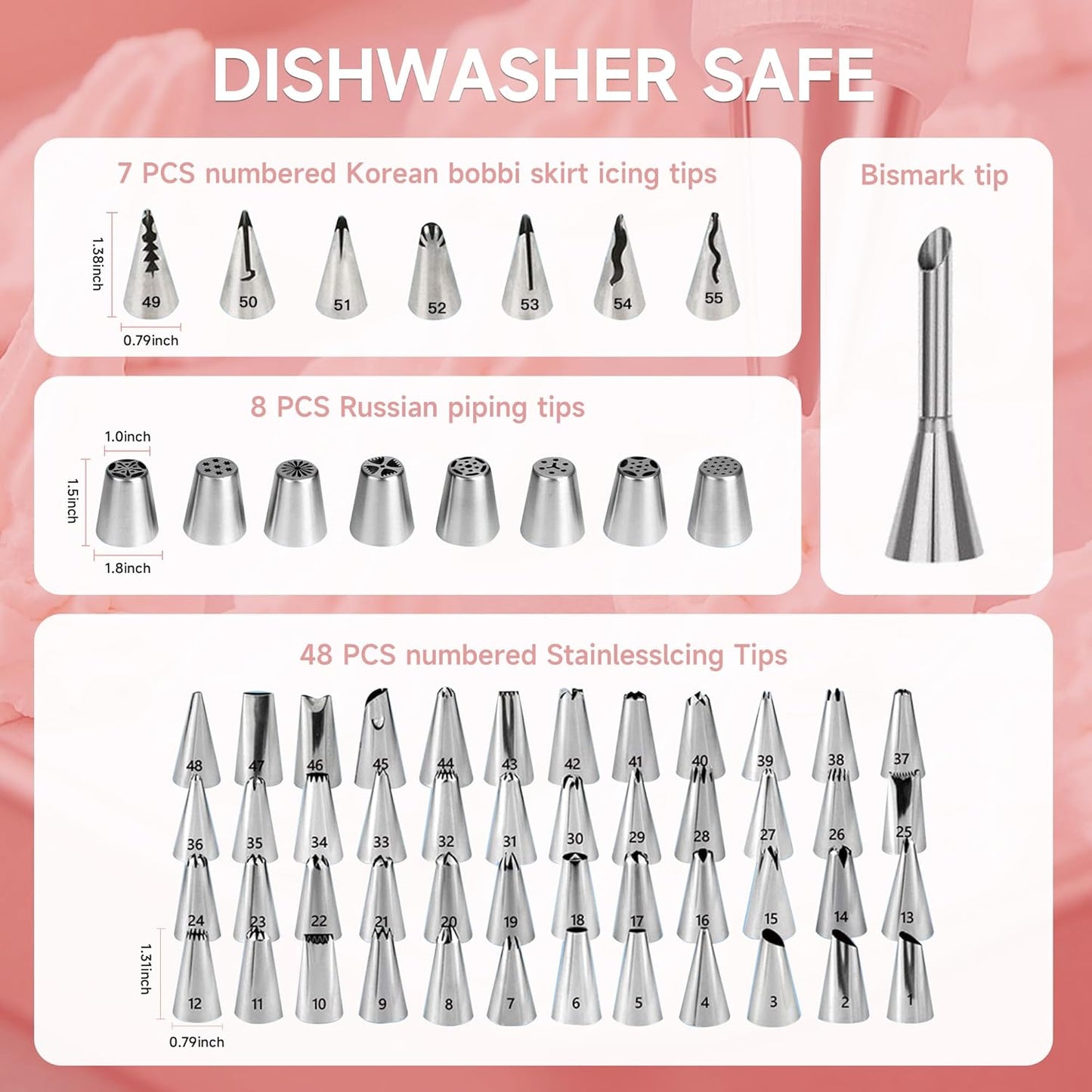 Cake Decorating Kit,137pcs Cake Decorating Supplies with Cake Turntable for Decorating,Pastry Piping Bag,Russian Piping Tips Baking Tools, Cake Baking Supplies for Beginners(Light Pink)