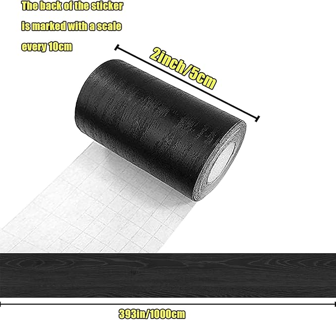 Teemall 10M Black Wood Grain Removable PVC Waterproof Border Wall Decor - Image 5