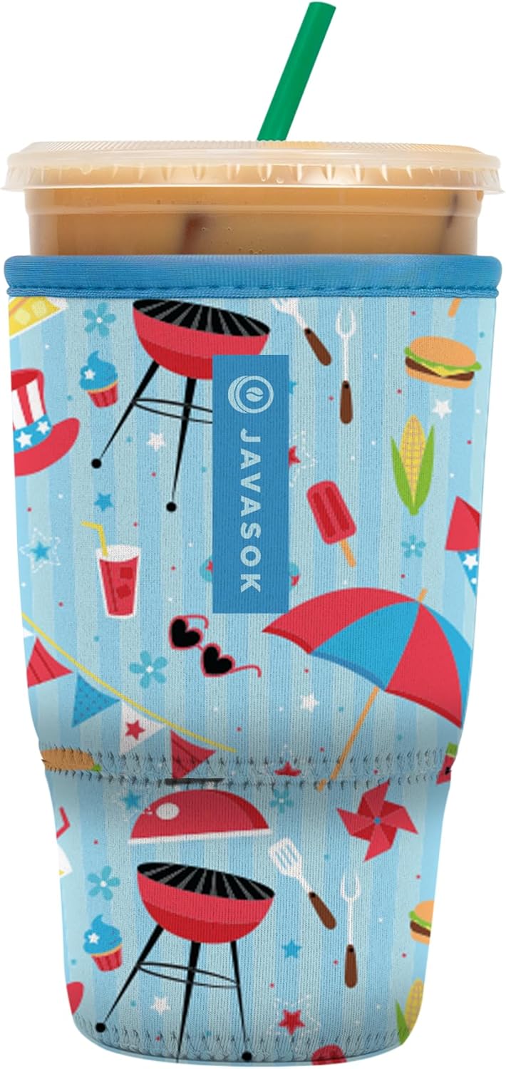 Sok It JavaSok Iced Coffee & Cold Soda Insulated Neoprene Cup Sleeve (Grill N' Chill, Large: 30-32oz)