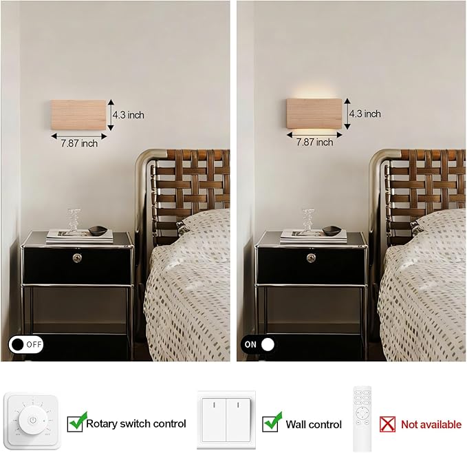 Wood Wall Sconce Indoor Wall Lights Hardwired 1 Pack Up and Down Wall Mount - Image 6