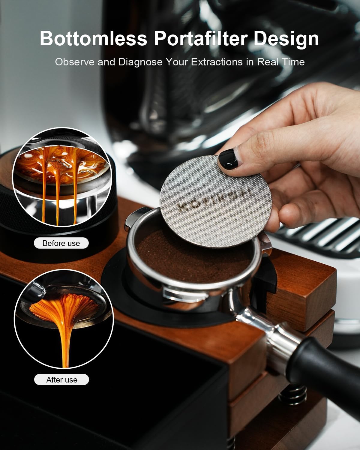 51mm Bottomless Portafilter 3 Ears Compatible with Delonghi Dedica EC680/EC685/EC885 and SMEG, EUPA Espresso Machines, Espresso Naked Bottomless Portafilter with Puck Screen and 18g Filter Basket