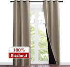 NICETOWN Taupe Full Shade Curtain Panels, Pair of Thermal Insulated & Energy - Image 2