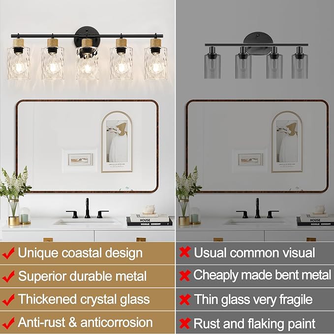 MOKATNG Bathroom Light Fixtures, 5-Light Coastal Vanity Lights - Image 8