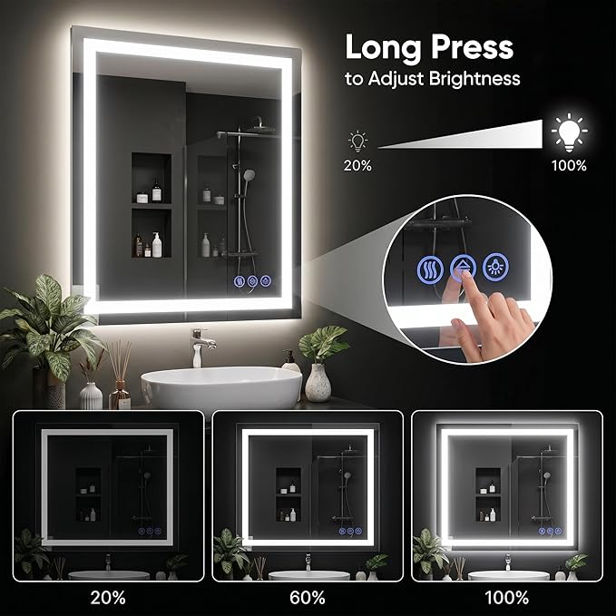 Antok 32"x 40" LED Bathroom Mirror - Image 3