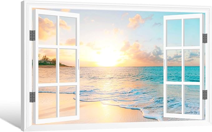 Goldfoilart Ocean Beach Sunset Canvas Wall Art - Image 6