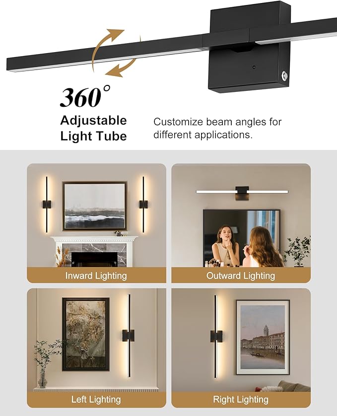 8000mAh Battery Operated Wall Sconce Set of 2, 3000K-6000K Dimmable - Image 4