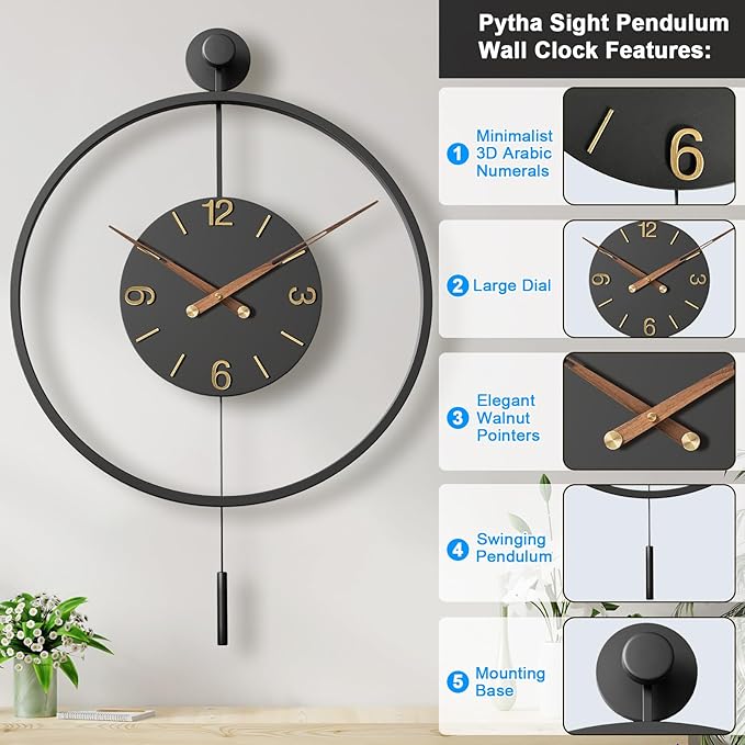 30.7×20 Inch Large Modern Decorative Wall Clocks - Image 2