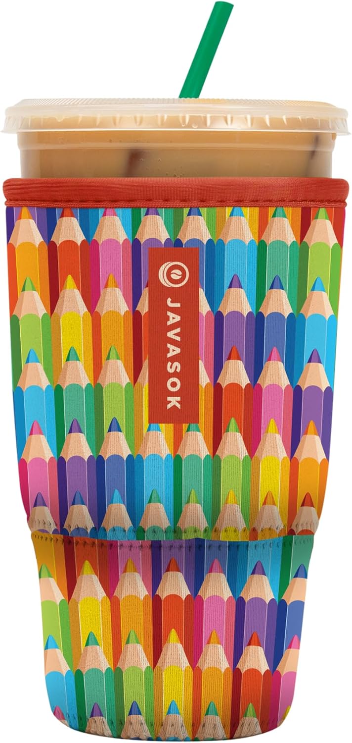 Sok It JavaSok Iced Coffee & Cold Soda Insulated Neoprene Cup Sleeve (Work of Art, Large: 30-32oz)