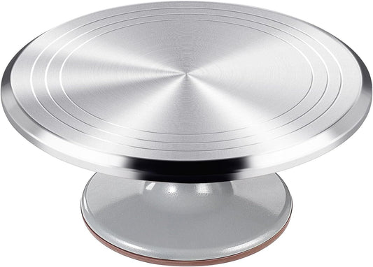 12 Inch Round Aluminum Tall Revolving Cake Decorating Stand,Cake Turntable, Rotating Cake Stand,Cake Spinner Turntable for Decorating,Cake Turntable for Decorating,Professional Cake Decorat Spin Kit