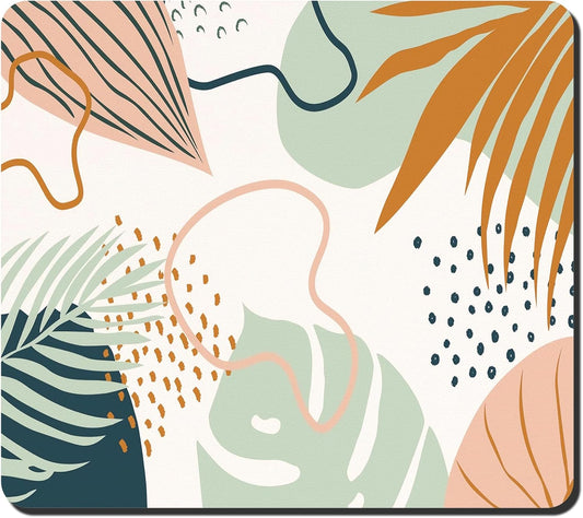 Rnivvi Dish Drying Mat for Kitchen Counter, 16 x 18" Cute Boho Theme Absorbent Heat Resistant Drying Pad with Non-slip Rubber, Coffee Bar Mats for Coffee Machine Dish Rack, Tropical Leaves