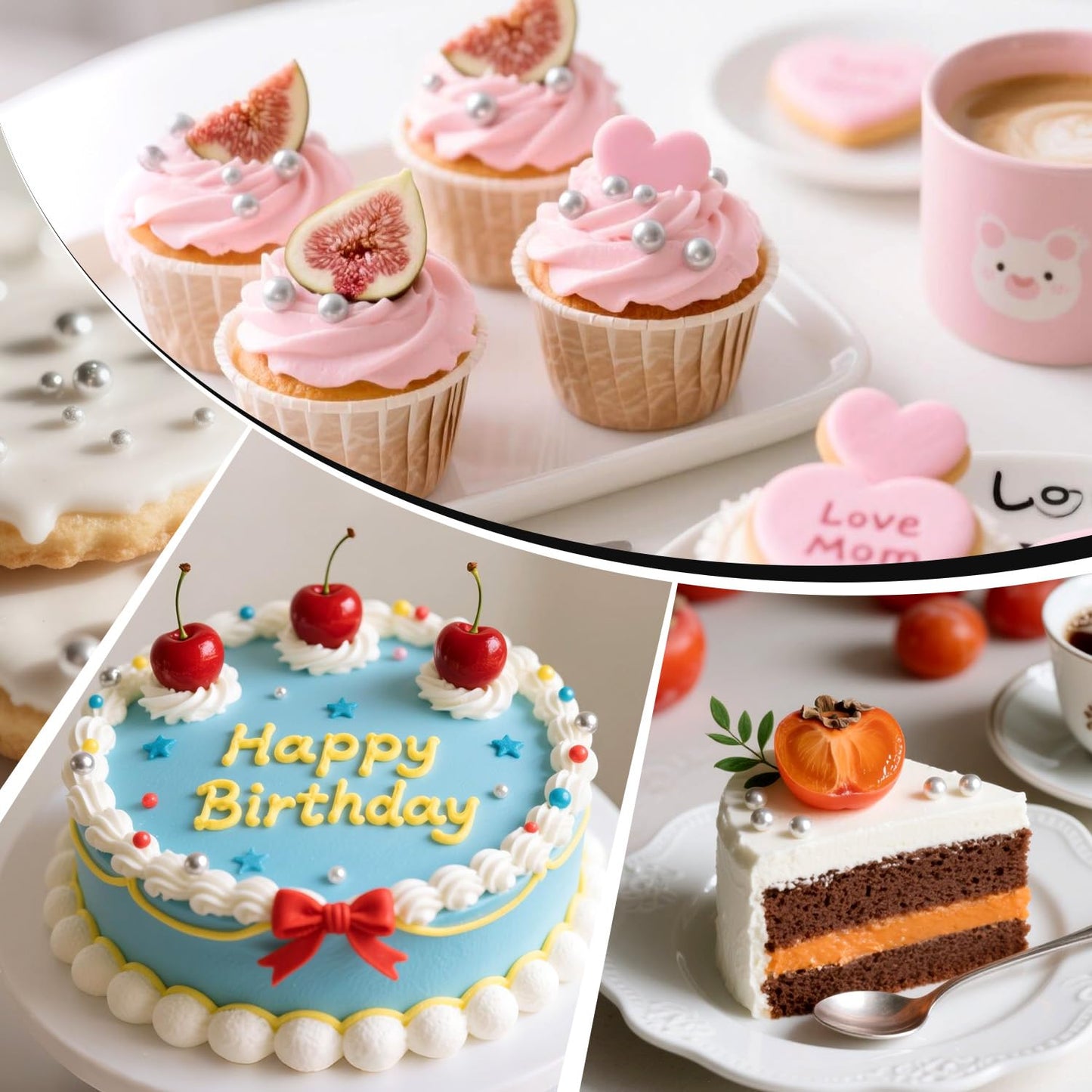 Silver Pearl Sugar Sprinkles for Cake Decorating, 150g/5.29oz Mix Size, Edible Candy Pearls, Cake Decorations, Cupcakes & Cake Toppers, Holiday, Wedding Party, Easter, Christmas Supplies