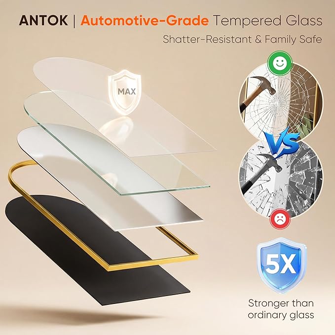 Antok 91" x46” Arched Full Length Floor Mirror, Free Standing/Wall Mount/Leaning - Image 8