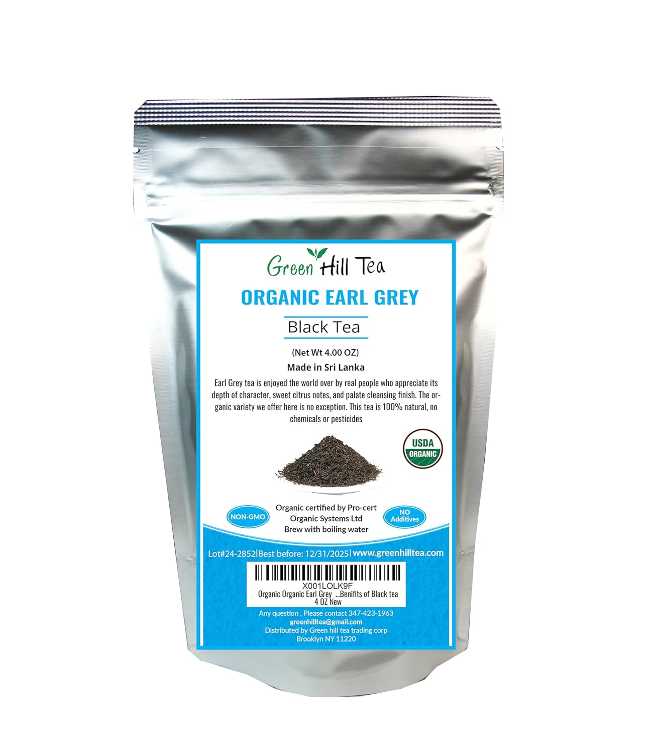 Organic Earl Grey Tea, A classic blend that has a high-grade earthy base black tea – 4 Oz Bag