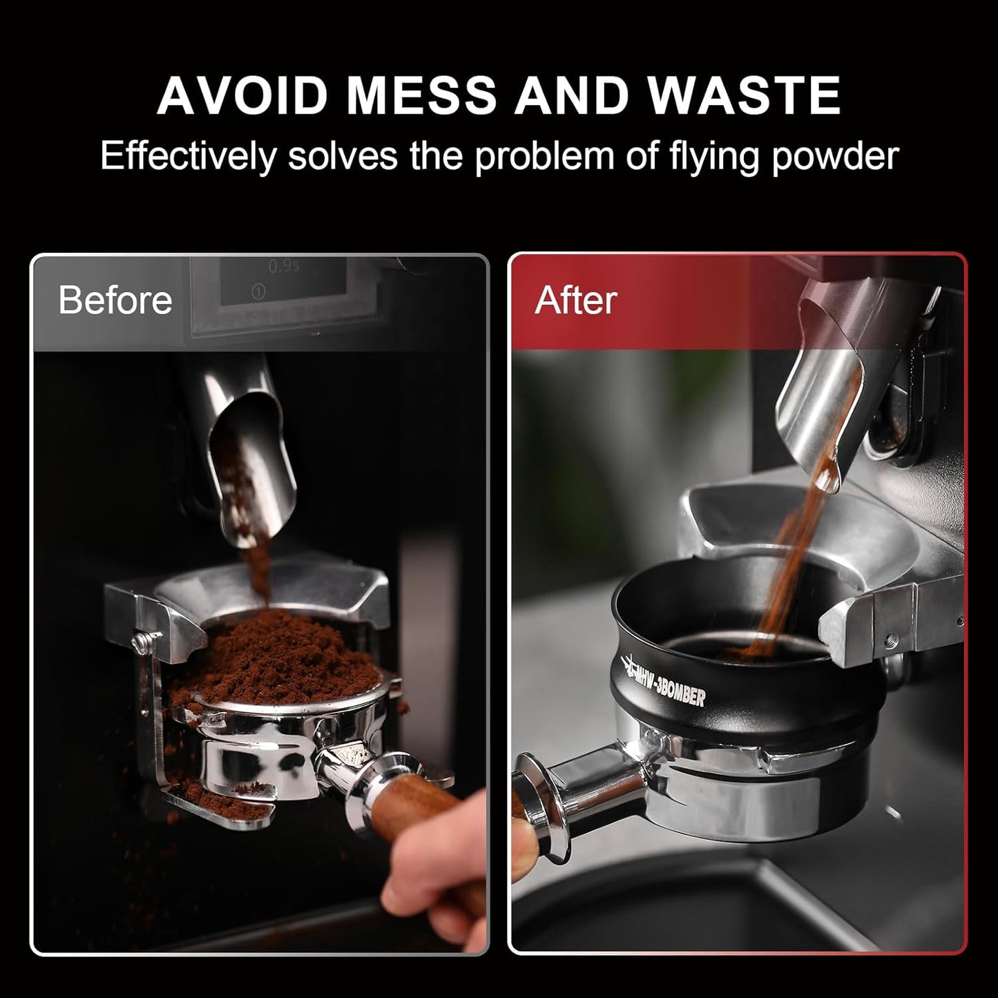 MHW-3BOMBER 53mm Espresso Dosing Funnel & Puck Screen Set, Magnetic Dosing Rring & Reusable Filter kit Compatible with 53mm Bottomless Portafilter, Coffee Dosing Ring with Eppresso Puck DR7014-OS