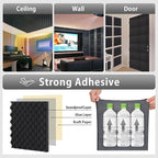 SD SODOCT 24 Pack Self-Adhesive 12" X 12" X 1.2" Egg Crate Soundproof Wall - Image 6