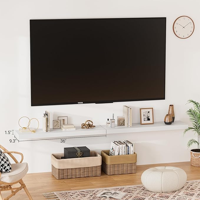 Heimlove Floating Shelves for Wall 36 Inches Long, 9.3" Deep White Floating - Image 2