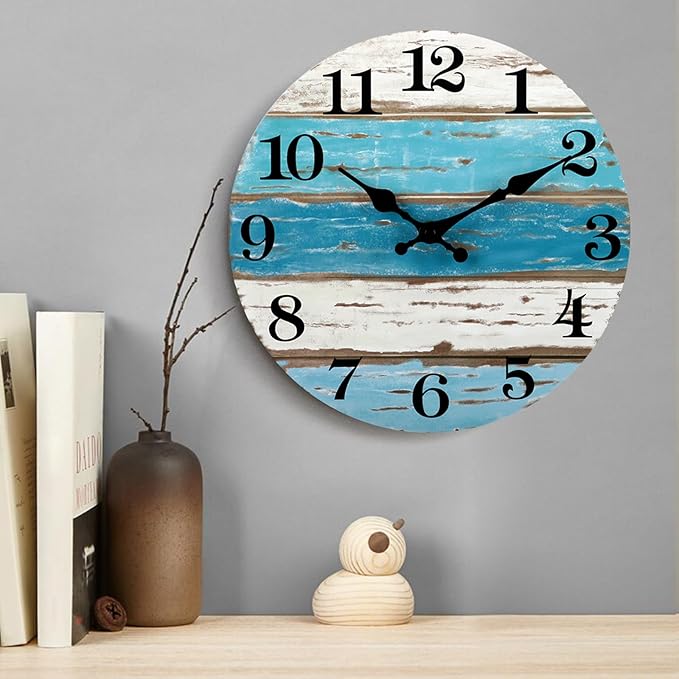CHYLIN Wall Clock Beach Decor 12 Inch Coastal Nautical Ocean Clocks - Image 6