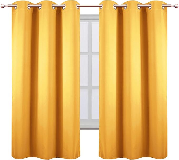 LEMOMO Yellow Thermal Blackout Curtains/42 x 63 Inch/Set of 2 Panels Room - Image 2