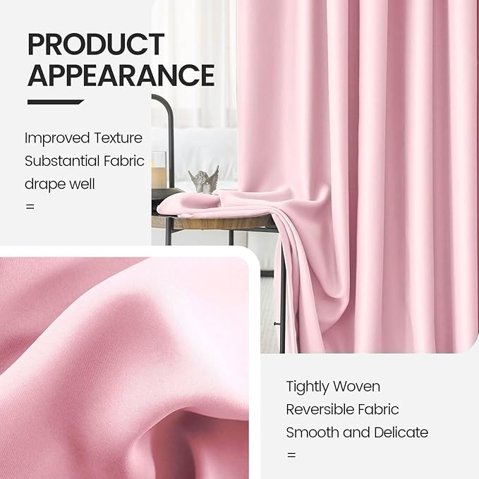 Baby Girl Pink Bedroom Decor Curtains 2 Panels Set - Image 4