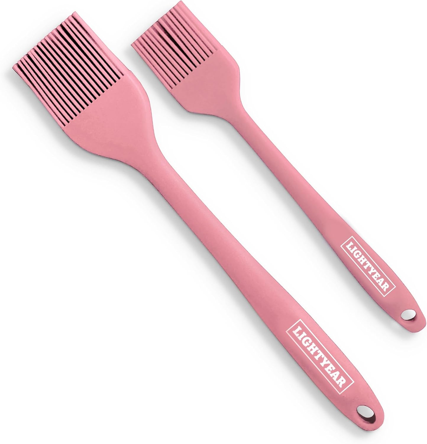 Lightyear Silicone Basting Pastry Brush Set (2 Pcs) ❘ 450°F Heat Resistant Oil Brush for Your Kitchen - Ideal For BBQ’s, Baking & Cooking | 100% Food Grade Silicone - BPA Free & Dishwasher Safe (Pink)