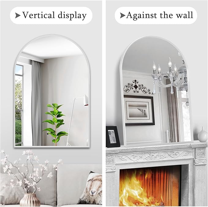22" x 30" Silver Arched Mirror, Arch Bathroom Vanity Mirror, Modern Aluminum - Image 4