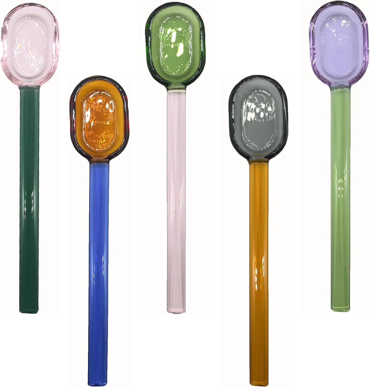 5 Pieces Coffee Spoons, Glass Coffee Stirring Spoon, Espresso Stirring Spoon, Coffee Teaspoons, 6inch Coffee Stirrers for Tea Cocktail Milkshake Cold Drink Home Bar Party