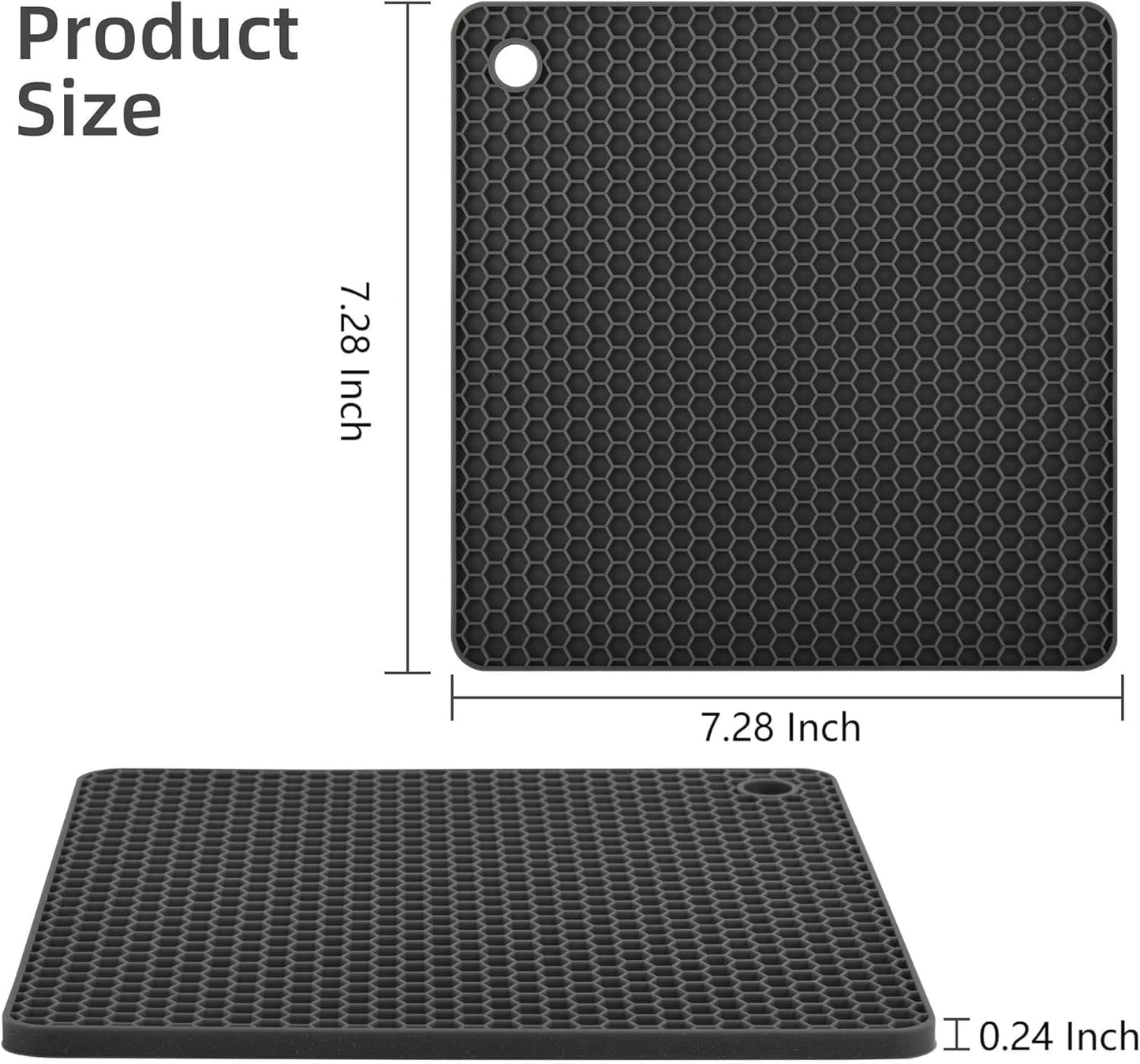 Silicone Trivets Mats, Silicone Hot Pads for Pot Holder, Square Trivets for Hot Dishes, Pots and Pans, Multi Purpose Hot Pads for Kitchen Counter, Non Slip Heat Resistant Mats Set 4 Teal