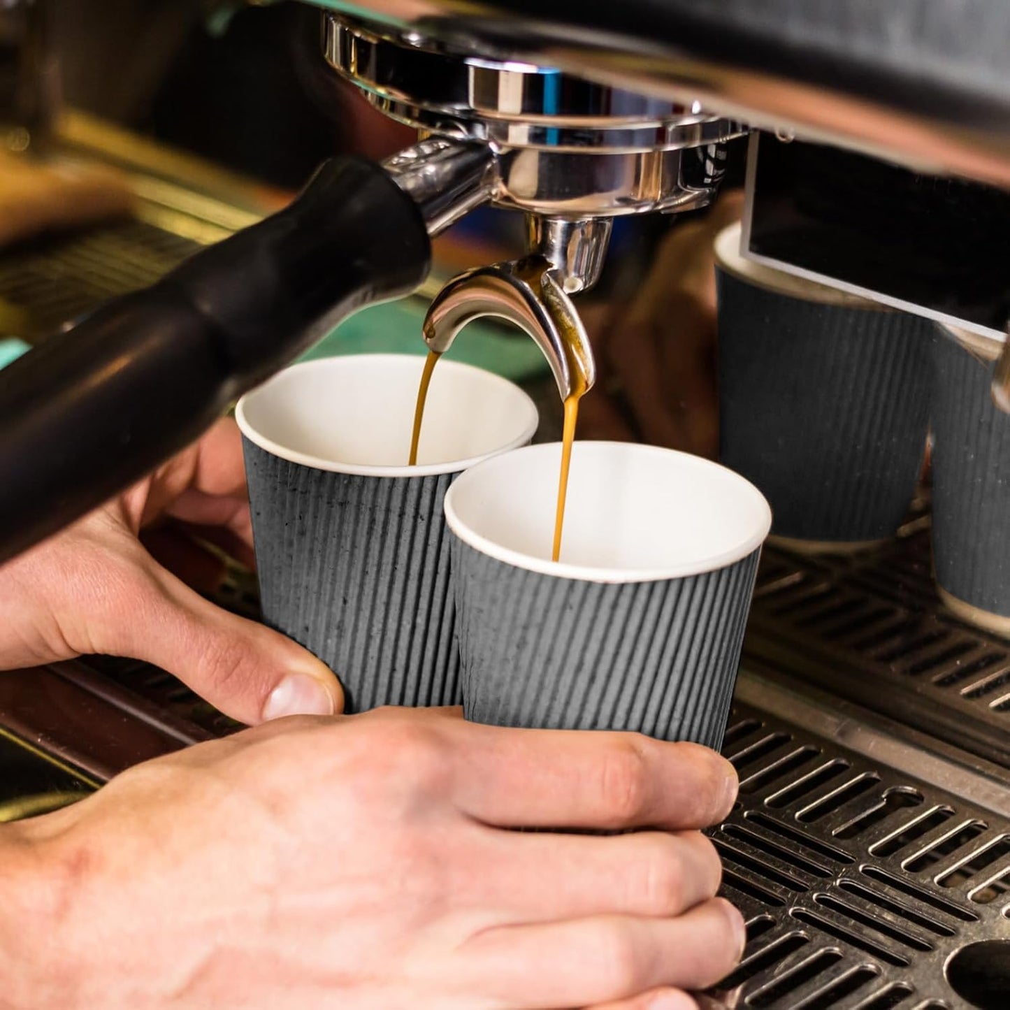 Yaomiao 200 Pcs 4 oz Disposable Espresso Coffee Cups Ripple Corrugated Paper Insulated Hot Cups for Party Cold Drinks Hot Beverage Tea(Gray)