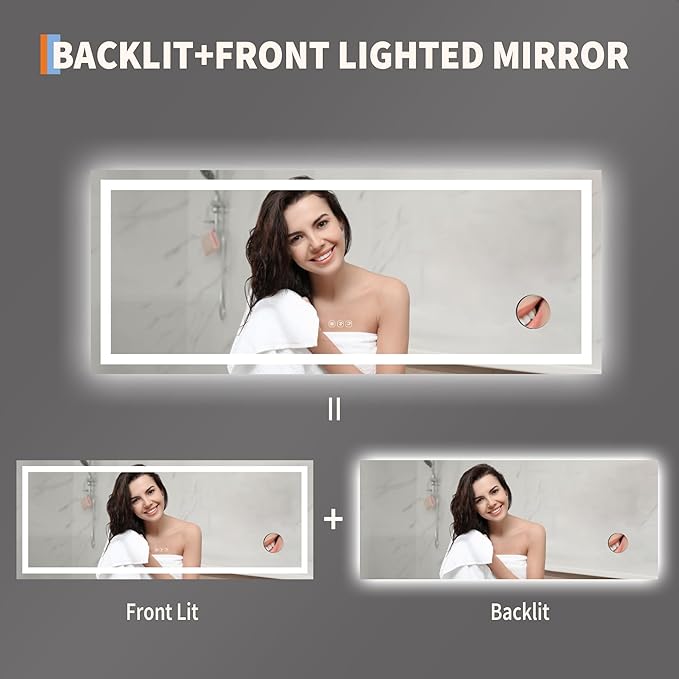 GarveeHome 60x24 LED Bathroom Mirror - Image 3