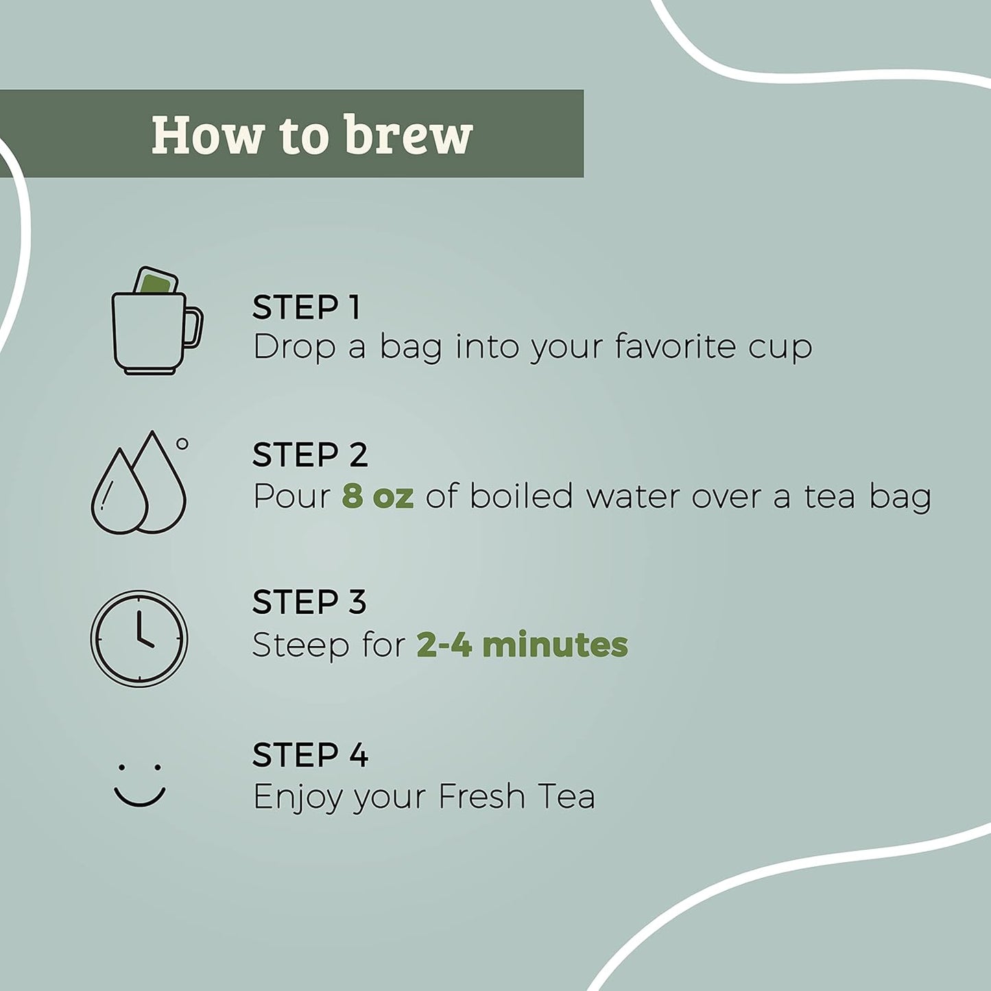 Fescha Organic Jasmine Green Tea Bags Flower-scented Tea (100-count), Eco-Conscious Tea Bags, Packed by Resealable Kraft Bag