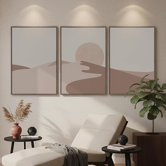 Large Framed Neutral Earth Tone Desert Wall Art - Image 8