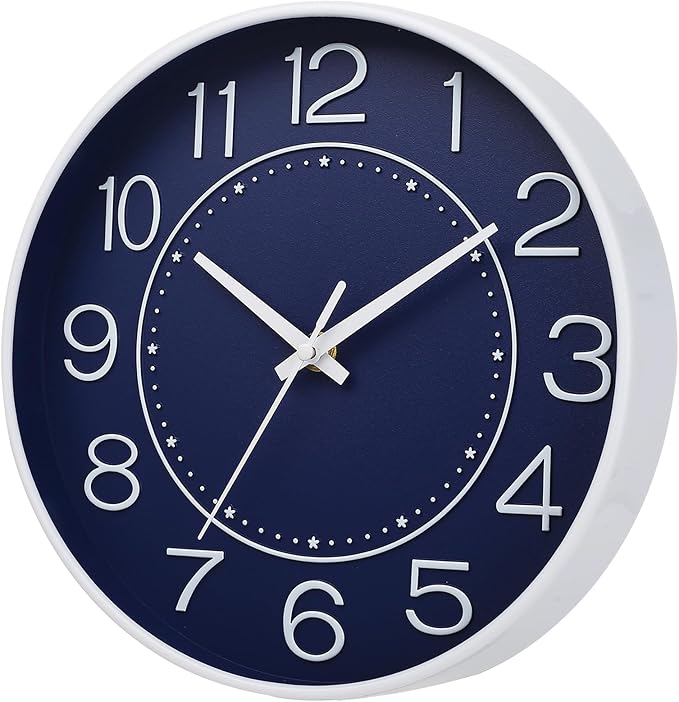 HZDHCLH Modern Wall Clocks Battery Operated, 10 inch Navy Blue Clock - Image 2