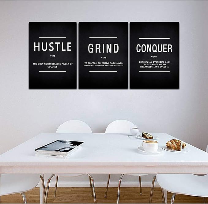 KAWAHONE Success Quotes Wall Art, Grind Hustle Conquer Motivation Wall Poster - Image 8