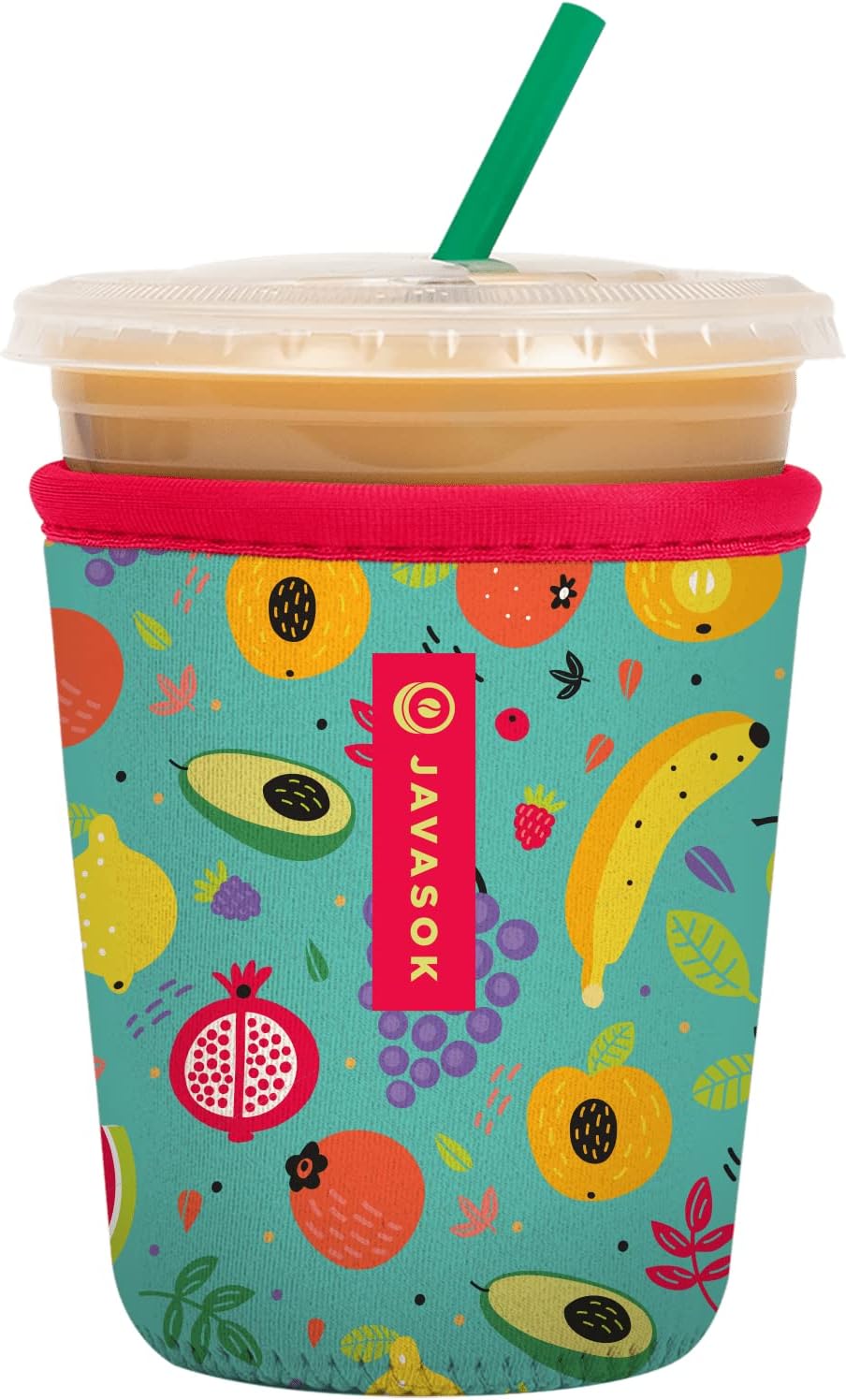 Sok It JavaSok Iced Coffee & Cold Soda Insulated Neoprene Cup Sleeve (Fruit Basket, Small: 16-20oz)