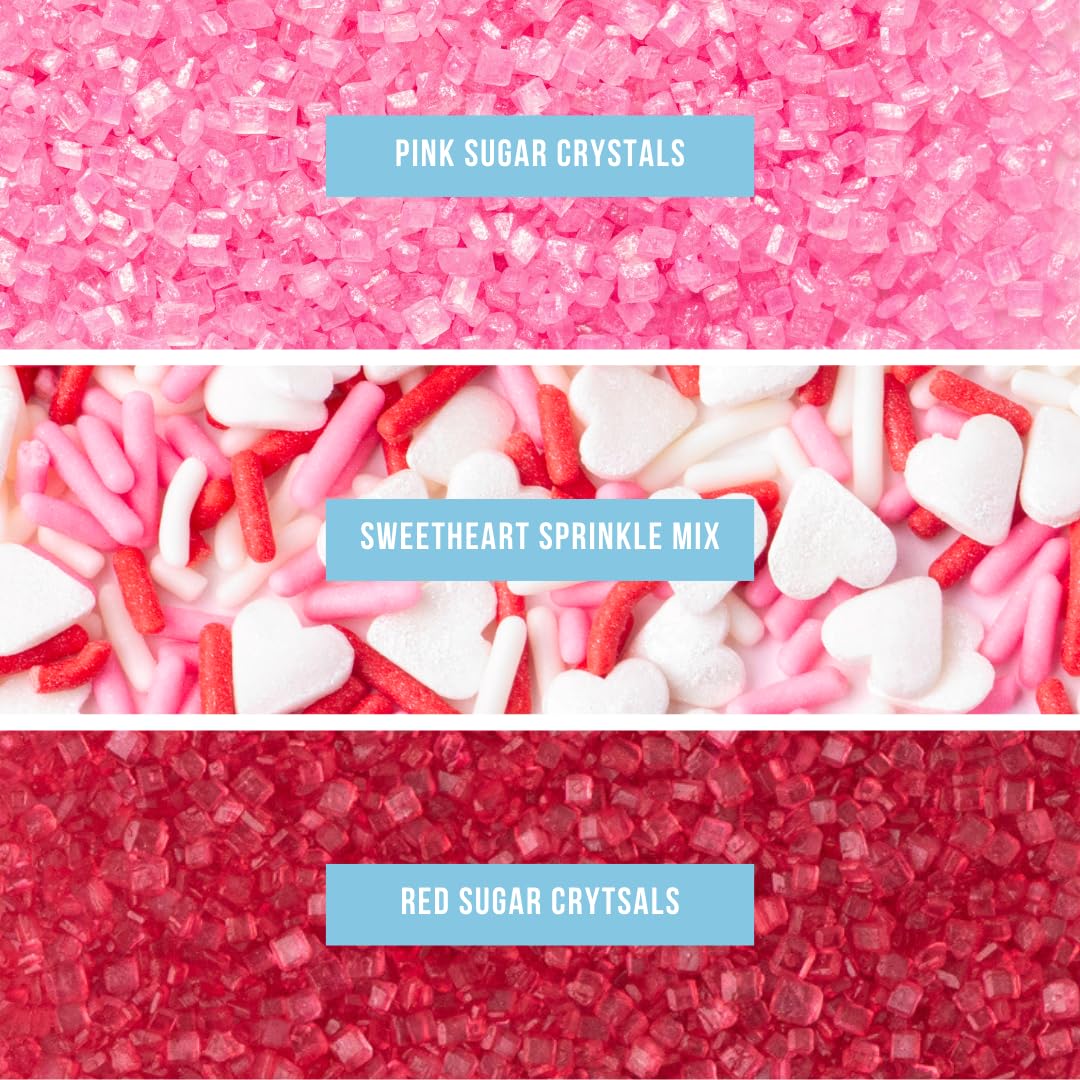 Sweets Indeed Frosting Kit plus Sprinkles Frosting Tubes nozzles 11.71 ounces Perfect for baking and cookie decoarting (Vday Decorating Kit)