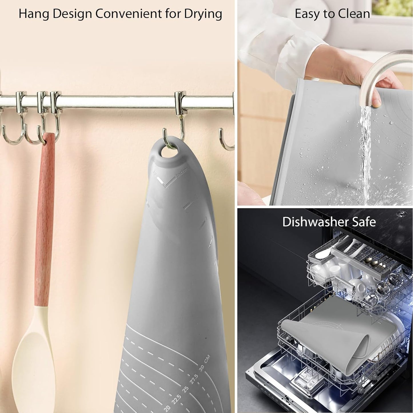 24"X16" Silicone Baking Mat Extra Large Non-stick Pastry Mat with High Edge, Dough Rolling Board for Pastry, Macarons, Pies, Bread, Cookies, Pizza, Fondant, Pasta, Food Grade Silicone Baking Supplies