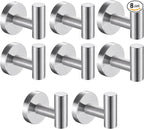 8 Pcs Silver Bathroom Towel Hook Robe Towel Hooks Coat Wall Hook Stainless by Homagic