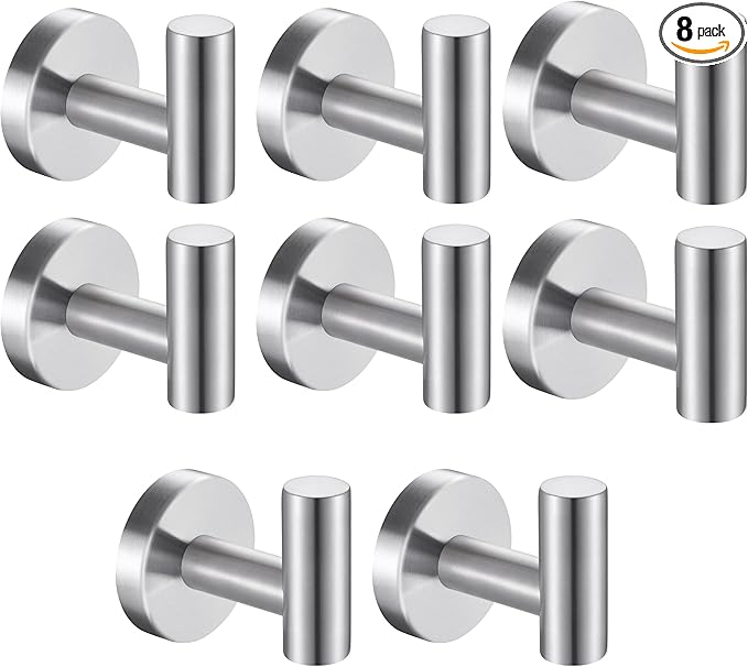 8 Pcs Silver Bathroom Towel Hook Robe Towel Hooks Coat Wall Hook Stainless by Homagic