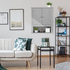 VINGLI Medecine Cabinet with 2 Doors Bathrooom Wall Cabinet Grey Over The - Image 9