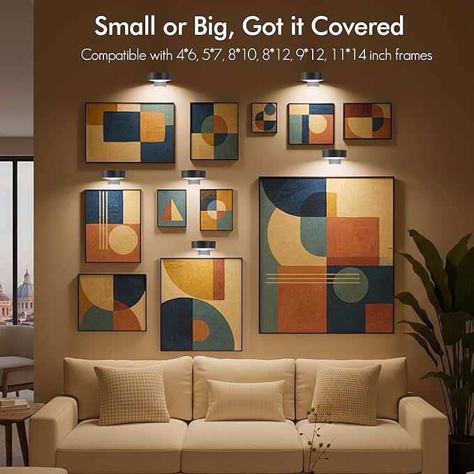 3-Pack Picture Lights for Wall, Rechargeable Battery Operated LED Painting Light - Image 7